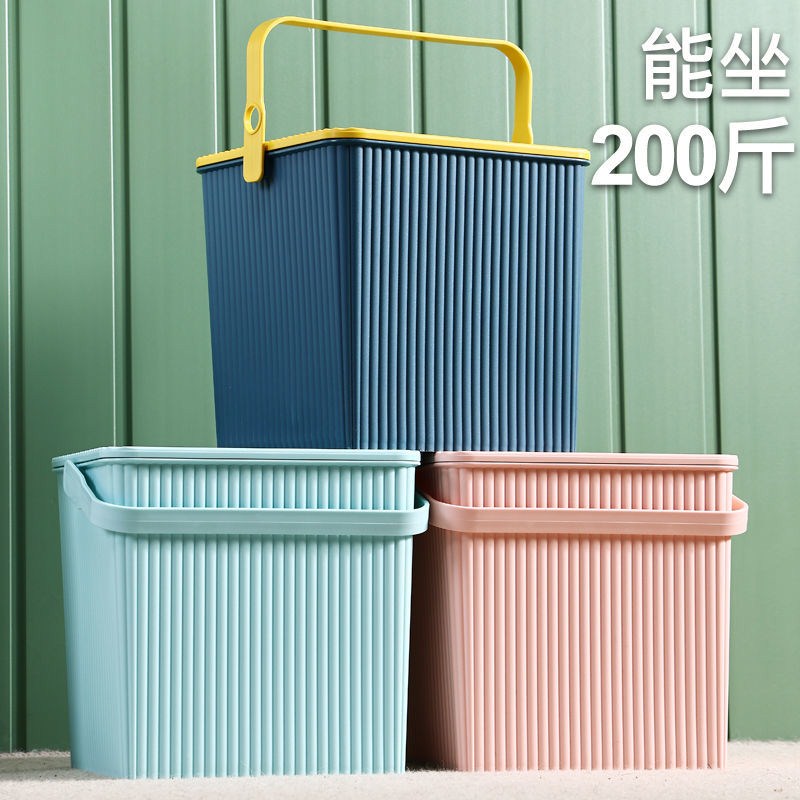  Square Barrel Plastic Bucket Toy Containing Bucket Stool can sit bath basket Hand bath storage Bucket with lid wash