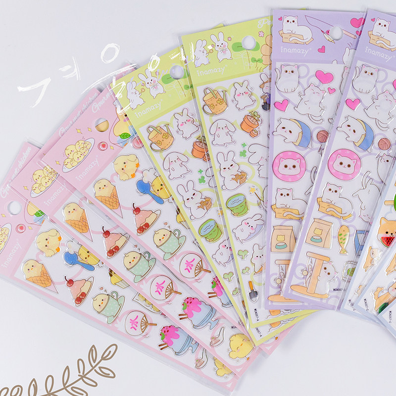 Korean Hand Ledger Stickers WIND CUTE CRYSTAL WATERPROOF CHILDREN CARTOON DECORATION SMALL PATTERN COLLAGE INAMAZY