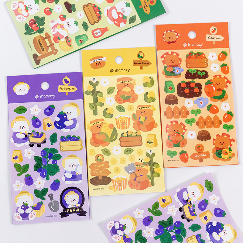 Farm Bear Sticker Cartoon Cute Paperback Diary Pattern Small Pattern Korean Creative Material Pattern