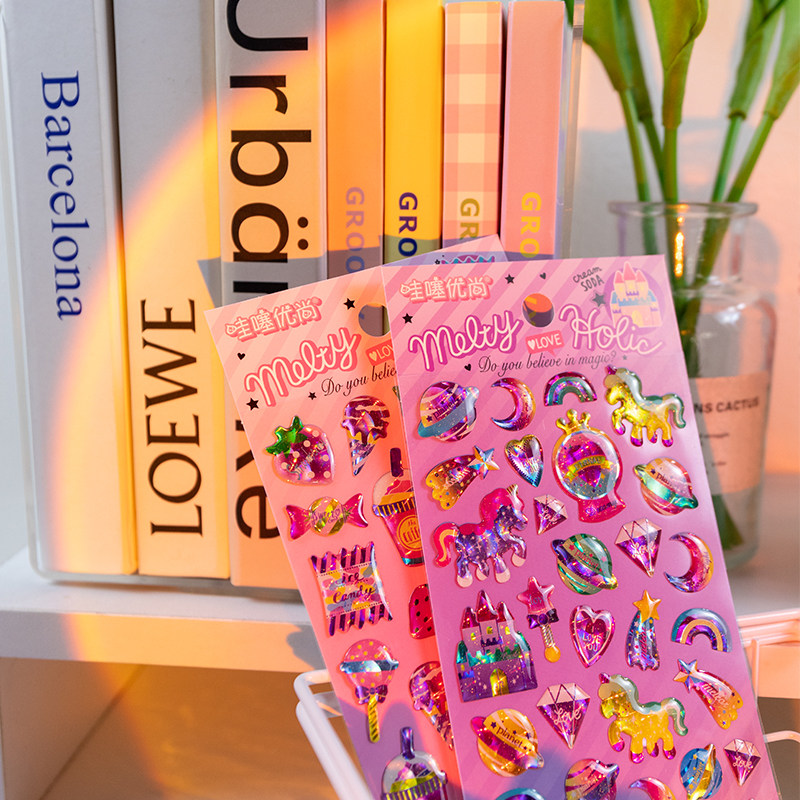 Crystal Hand Ledger Stickers Pins Waterproof Hand Ledger Material Children Cute Cartoon Decoration Small Pattern Diy Phone Sticker