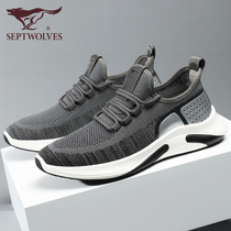 Seven wolves summer sports mens shoes 2022 new breathable fly weaving mesh running shoes run on mens net shoes