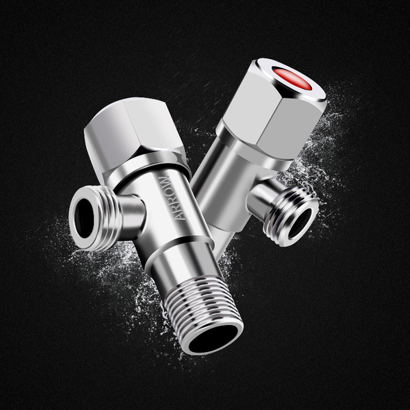 Wrigley bathroom angle valve stainless steel hot and cold water universal household water heater dual-use 4-point water inlet switch triangle valve