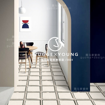 Guomajia French style retro small tiles interesting geometric black and white tiles kitchen bathroom balcony restaurant floor tiles