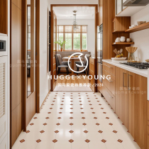 Guoma Chinese antique style caramel color all-porcelain small tiles bathroom kitchen restaurant mosaic floor tiles anti-slip 300