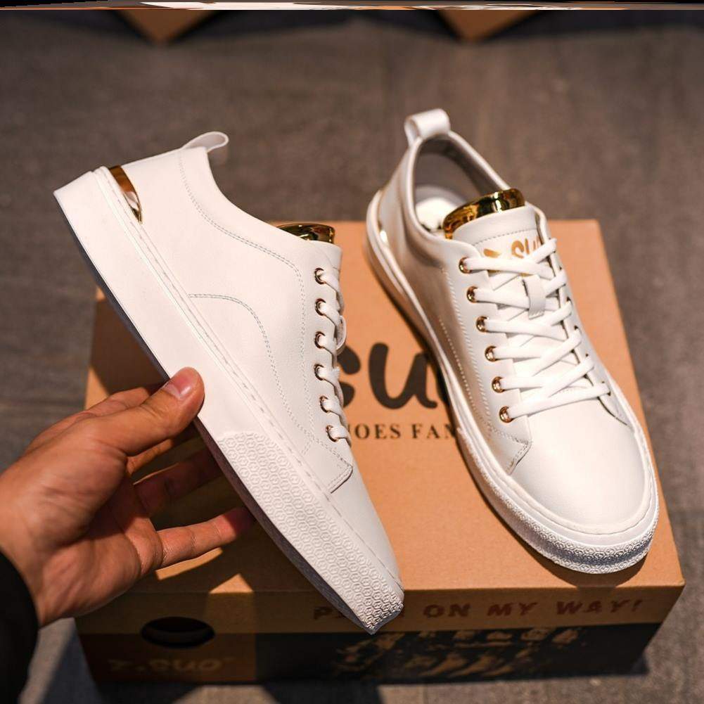 Kabin small white shoes men's shoes 2021 spring new casual all-match genuine leather white shoes men's trendy shoes men's sneakers