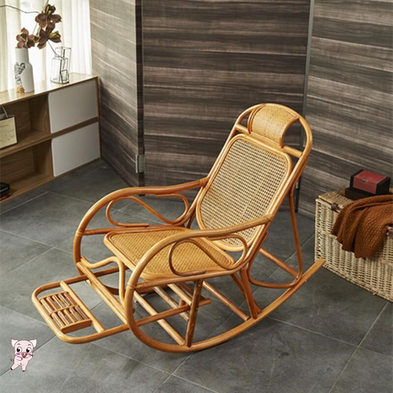 Rattan chair lazy man real rattan balcony old man back chair free and unfettered adult leisure chair natural chair home recliner