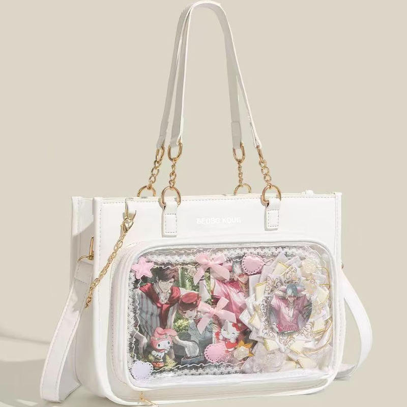 Beobg Koug New Small Snack Bag Single Shoulder Crossbody Chain Bag Transparent Anime Doll Bag