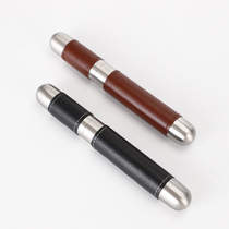 Exquisite thickened stainless steel cigar tube leather box cylindrical single portable business metal smoking set gift boutique