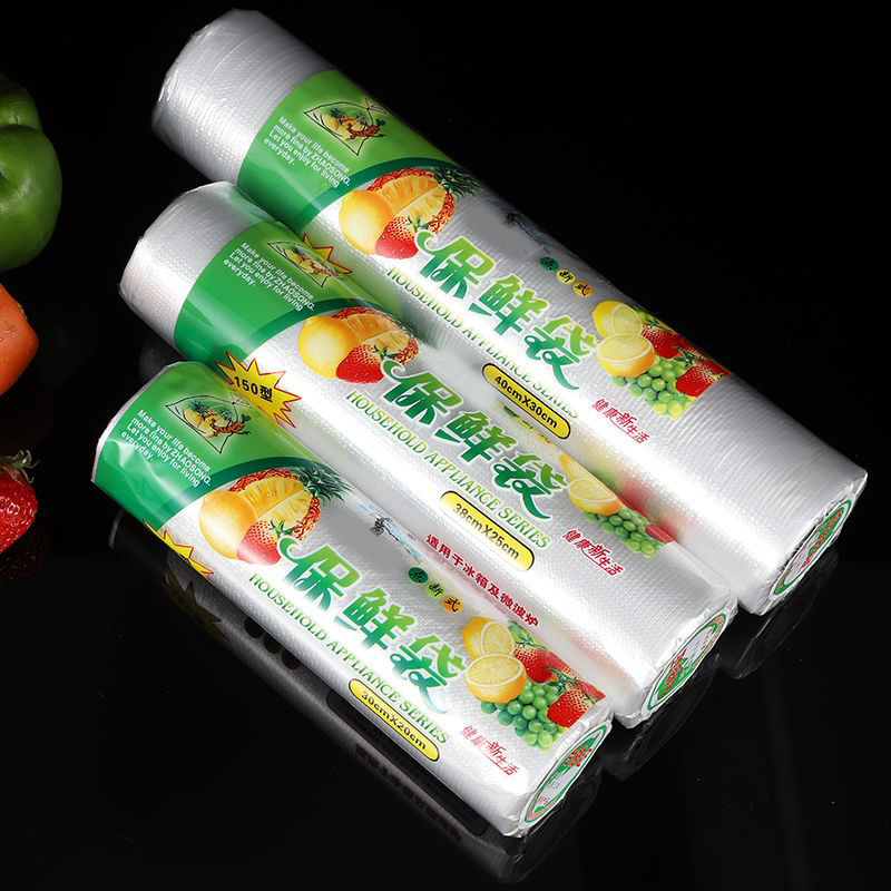 Fresh bag household with food grade refrigerator hands tear PE plastic bag large size small one-time thickening economy
