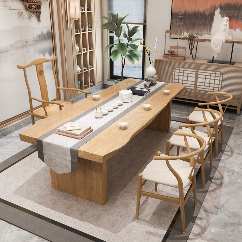 High-end new Chinese style tea table and chair combination simple household kung fu coffee table Zen tea table solid wood tea table modern drink