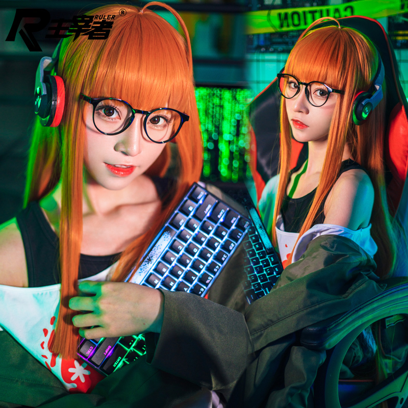 Overlord Persona 5 Saki Kusanagi Orange Long Straight Hair Cosplay Anime Wig Overlord Persona 5 Saki Kusanagi Orange Long Straight Hair Cosplay Anime Wig