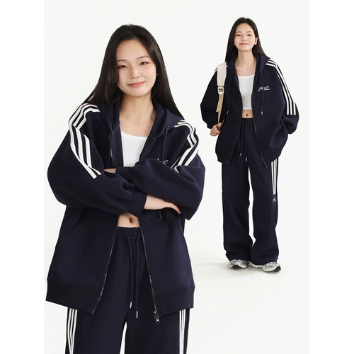 DESSUU Спортивный комплект для отдыха, толстовка с капюшоном, кардиган, осенние штаны, в американском стиле