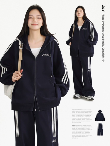 DESSUU Ретро спортивный костюм, толстовка с капюшоном, кардиган, осенние штаны, в американском стиле