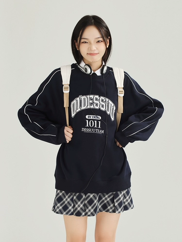 DESSUU Демисезонная утепленная утепленная толстовка, круглый воротник, оверсайз