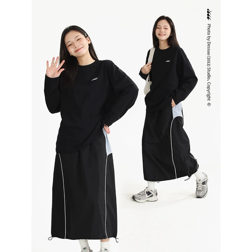 DESSUU Цветной базовый приятный телу хлопковый лонгслив, круглый воротник, свободный крой