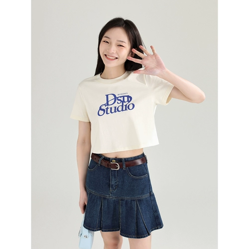 DESSUU Летняя короткая футболка с коротким рукавом для отдыха, круглый воротник