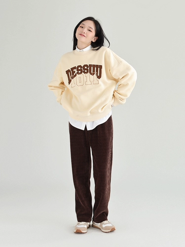 DESSUU Осенние однотонные штаны для отдыха, оверсайз, свободный прямой крой