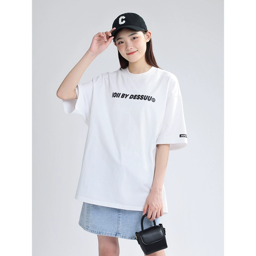 Летняя хлопковая футболка с коротким рукавом, круглый воротник, оверсайз