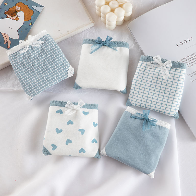 (Underwear 40) Female Breathable Girls Ladies Cotton Mid Waist Student Triangle Japanese Shorts Large Size Panties Head Crotch