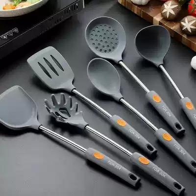 Kitchen non-stick pan special cooking shovel spatula spoon set high temperature resistant soup spoon full set spoon shovel 3 pieces of wood