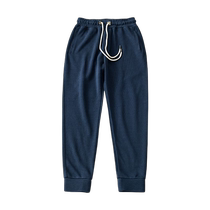 Indispensable sports pants for autumn and winter 330g dark blue Japanese retro knitted loose legged casual pants for women and men