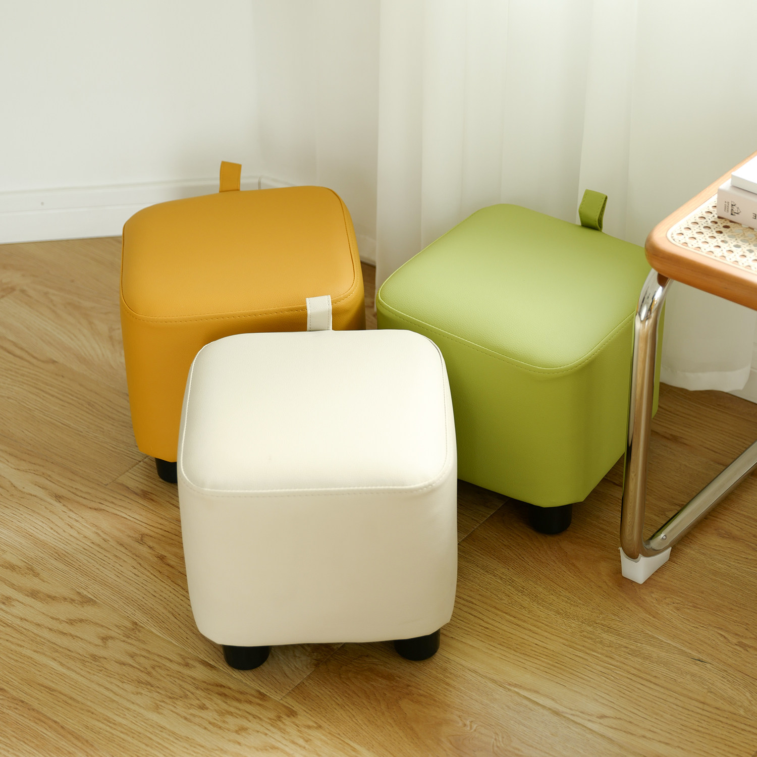 LINZOE home living room square stool low stool modern children's mini sofa solid wood shoe changing stool coffee table side stool