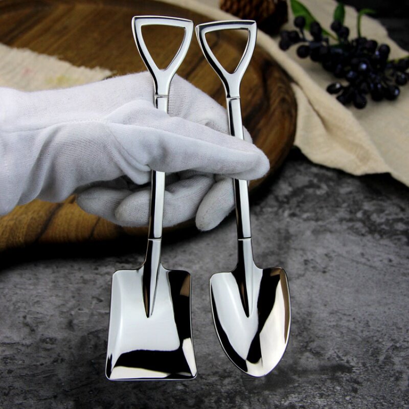 Opening of the Weichen Weichen Five gold products Zinexplichousewives Stainless Steel Creative Iron Shovel Spoon 6 Costume Square Head Pointed Bursting