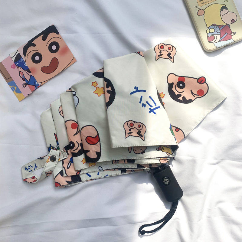 Baro dual with high color super light and small parachute crayon new automatic folding sun cartoon cute parasol