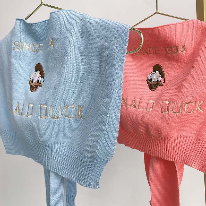 Students spring and autumn net red shawl with fashion cartoon shirt knitted scarf in autumn to warm women