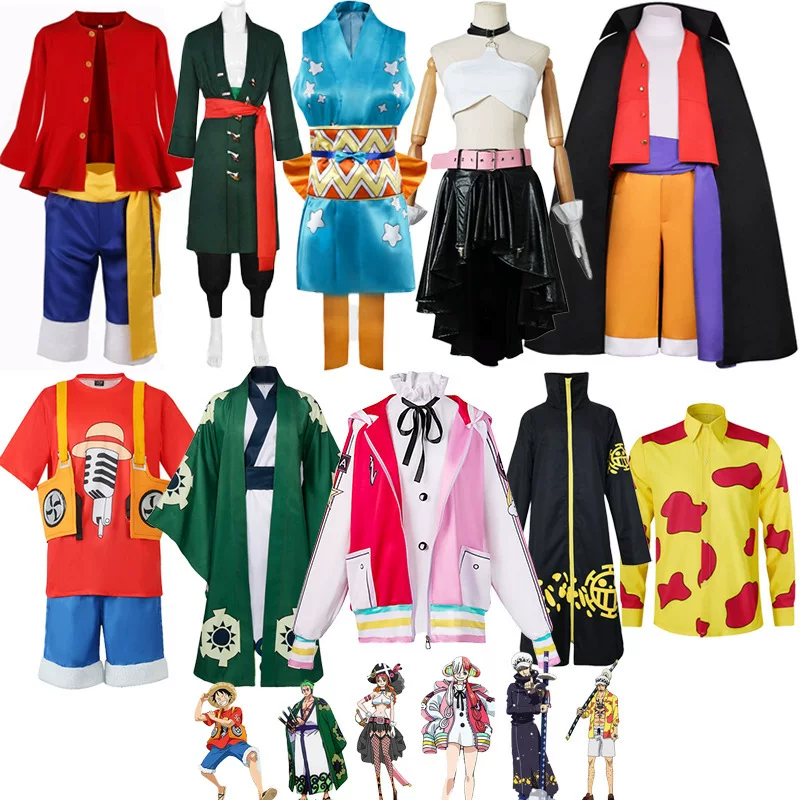 Костюм по One Piece COS Однорук Утар Лuffy рубашка и Трафар Галлона аниме КОСПЛЕЙ одежда для девочки