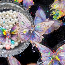 40 pieces of PET ice crystal laser gold sticker pack Xiuyu Butterfly Dream ins style retro butterfly hand stickers three-dimensional decorative stickers