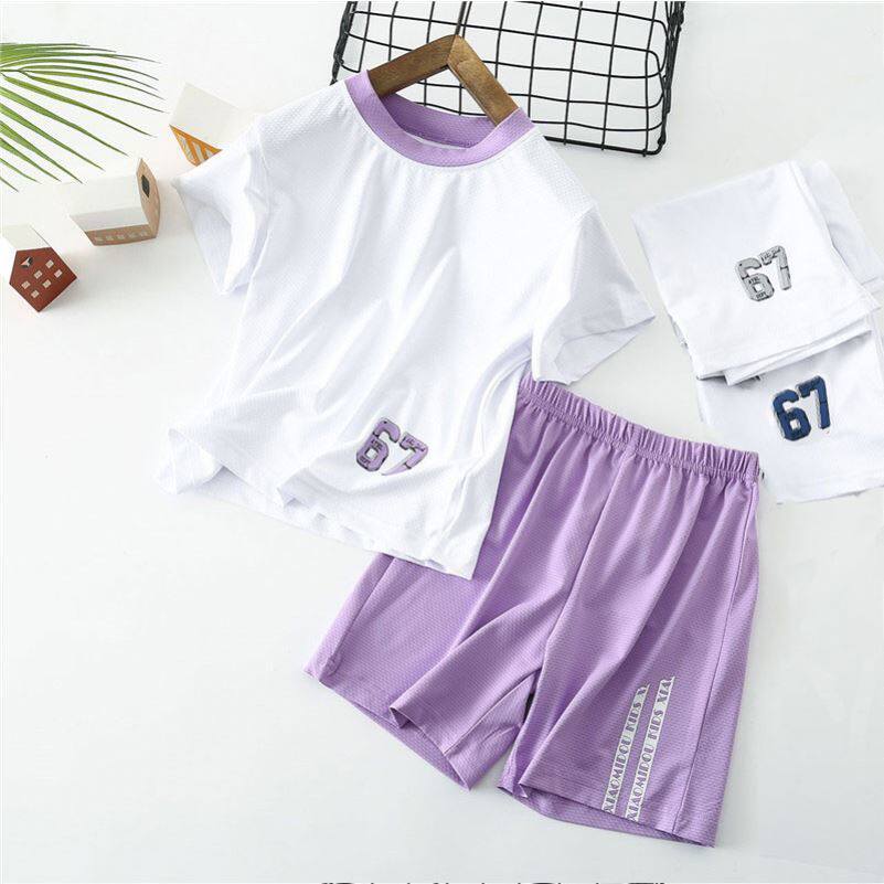 Boys and girls summer suit sports quick-drying thin baby children's shorts short-sleeved half-sleeved two-piece set