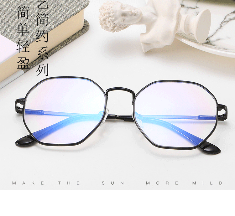 Kính chống bức xạ nữ bảo vệ mắt chống xanh điện thoại di động máy tính kính phẳng nam lưới đỏ tròn khung mắt retro - Kính khung tròng kính