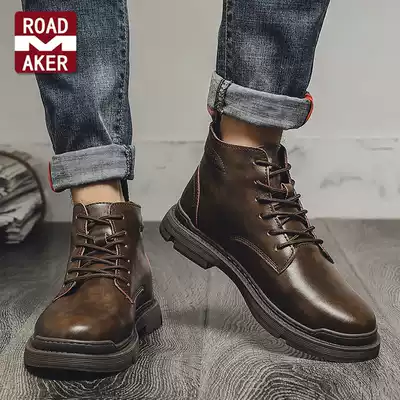 Rod Mecco Martin boots men's autumn and winter new mid-tube increased overfitting boots British style high leather boots