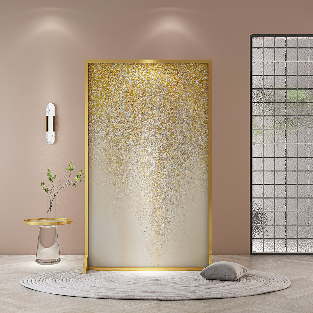 Screen partition living room modern simple luxury mobile blocking office bedroom entry glass aluminum alloy seat screen