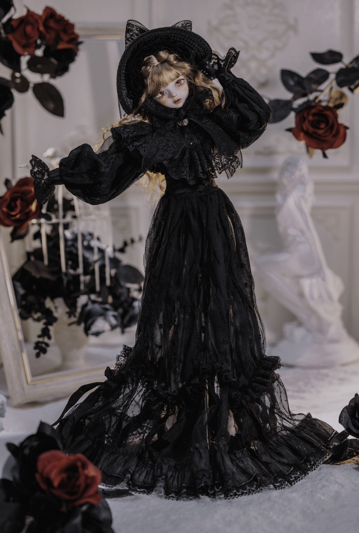 Victorian Doll Black Dress Black Edwardian Outfit: A Vintage Aristocrat In  The World Of Bjd