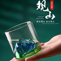 National Tide View Mountain Glass Color Retro Japanese Water Cup Coffee Japanese Tea Cup Whiskey Glass Household Heat Resistant