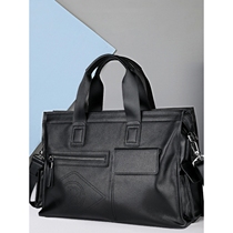 Genuine leather briefcase mens handbag 2024 new shoulder crossbody bag mens casual bag high-end business computer bag