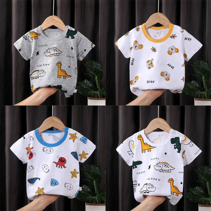 Baby short-sleeved t-shirt summer cotton top female baby children's short-sleeved casual summer half-sleeved boy tide