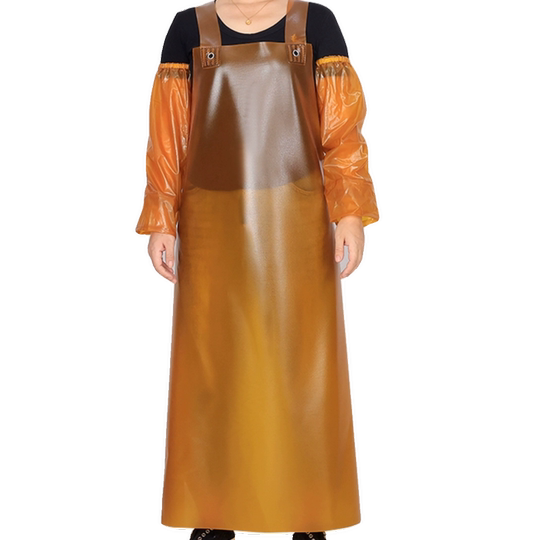 Thickened Beef Tendon Apron, Waterproof, Oil-Resistant, Acid-Alkali-Resistant, Wear-Resistant, Suitable for Stone Handling, Butchering, Chemical Work, and Aquatic Product Processing, with Sleeves