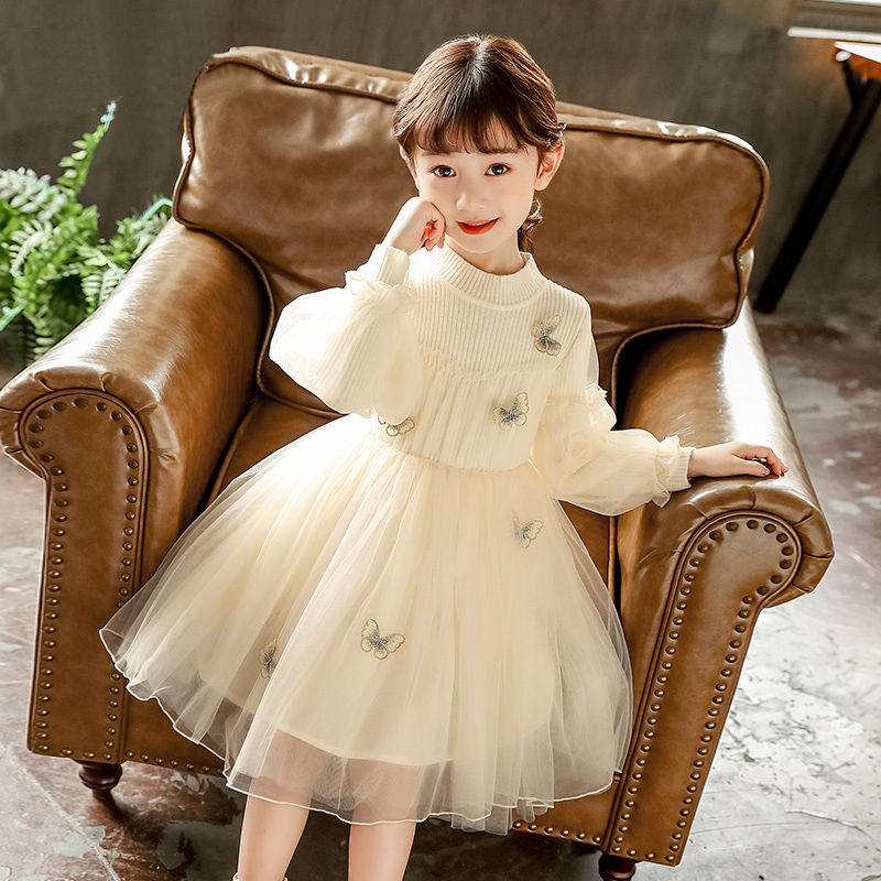 Girls dress 2021 winter dress new autumn winter super foreign atmosphere in the big children's clothes princess skirt plus fleece