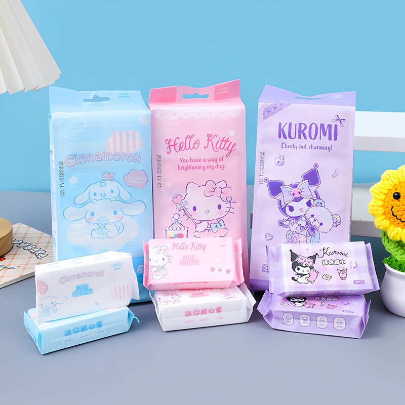 Sanrio Mini Portable Wet Wipes 64 Pieces for Hand and Mouth Cleaning Travel Pack Soft Wet Wipes for Baby Hand and Mouth Cleaning
