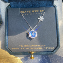Snowflake necklace female sterling silver 2021 New crystal light luxury niche design sense senior choker girlfriends gift