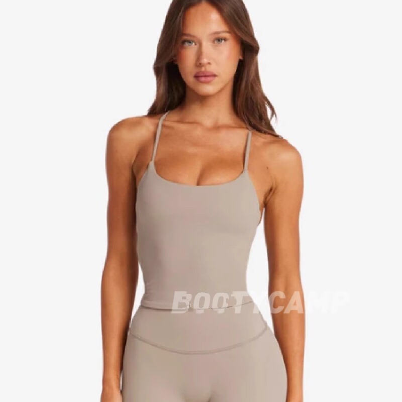*Csb Tank Top with Yuan Logo~Freedom Sculpt Tank with Chest Pads, Cross-Back Yoga Tank Top