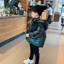 Boy cotton clothes for one year old mans winter clothing suit foreign air handsome boy cotton clothes short cotton padded jacket thickened jacket