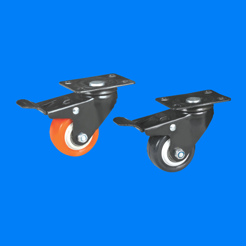 2 Inch Double Bearing Silent Caster CY-124 Polyurethane PU Pulley Brake Universal Wheel Furniture Caster With Lock