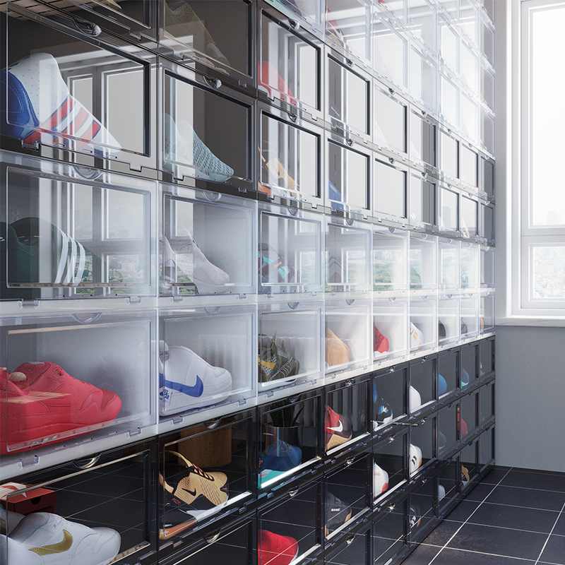 aj shoe box containing box sneakers anti-oxidation shoe cabinet transparent shoes containing plastic acrylic tennis red collection shoe wall