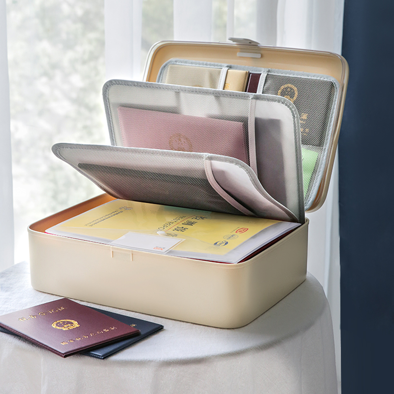 a4 file containing box documents containing deviner home office important information finishing box certificate box desktop