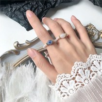 Girl ring Single ring Single ring Girl ring Simple retro pearl ring handmade natural stone index finger