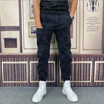 Explosive single three e-commerce 2021 autumn new mens Jacquard six-pocket small feet casual pants Korean trend elastic waist pants